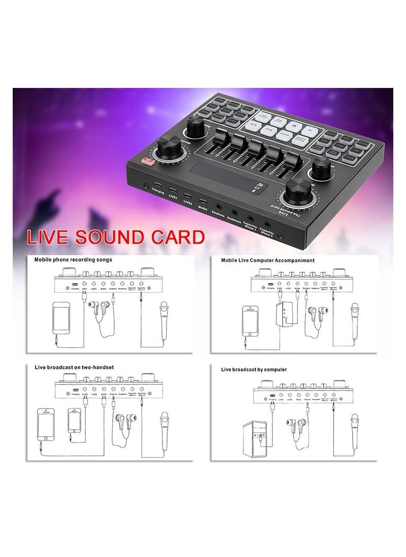 Generic - V9 Sound Card Audio Set Interface External Usb Webcast Studio Live Microphone Bluetoo Function For Phone Computer(with built-in battery) - Image 1