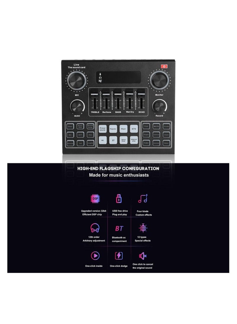 Generic - V9 Sound Card Audio Set Interface External Usb Webcast Studio Live Microphone Bluetoo Function For Phone Computer(with built-in battery) - Image 1