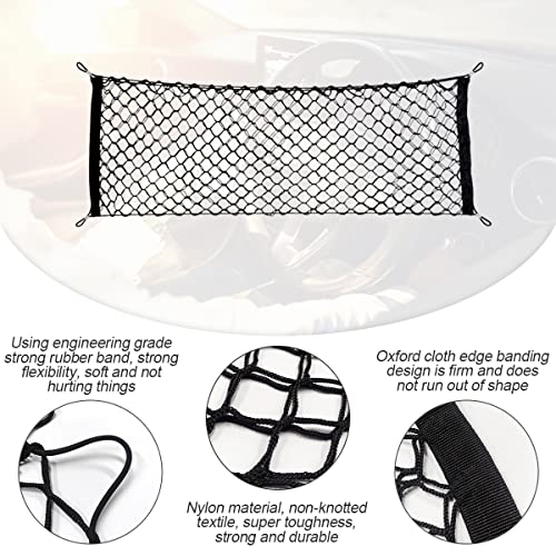 Hanemia Car Rear Cargo Net, Adjustable Elastic Storage Organizer Net, Trunk Cargo Storage Net, Universal Fit for Car, Vehicle, SUV (35.4" x 11.8") - Image 3