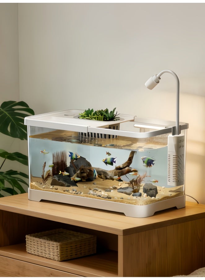 Aquarium Starter Kits, Small Fish Tank with Filter and LED Light, Silent & Self Cleaning Nano Aquarium Tank, High Transparent Tropical Fish Tank Kit for Betta Shrimp (8028-M) - Image 1