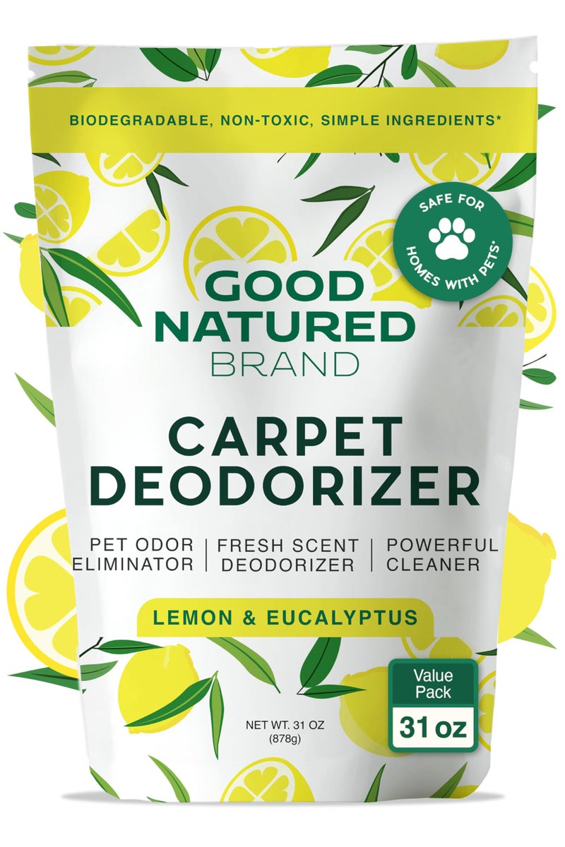 Good Natured Brand علامة تجارية طبيعية جيدة | مزيل رائحة السجاد ومنعش | 31 أونصة مزيل رائحة الحيوانات الأليفة للرائحة القوية وبول الحيوانات الأليفة | رائحة ليمون وإكليل الجبل الطبيعية المنعشة | آمن للمنازل التي تحتوي على حيوانات أليفة - Image 1