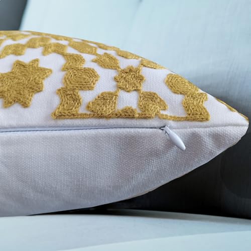 Aitliving Decorative Pillow Cover Golden Palm 12x20 Lumbar Pillow Cushion Cover Oil Yellow Trellis Mina Throw Pillow Case Dark Mustard Yellow/Ochre Gold Color 1 pc Cotton Canvas 30x50cm - Image 3