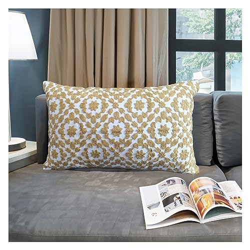 Aitliving Decorative Pillow Cover Golden Palm 12x20 Lumbar Pillow Cushion Cover Oil Yellow Trellis Mina Throw Pillow Case Dark Mustard Yellow/Ochre Gold Color 1 pc Cotton Canvas 30x50cm - Image 1