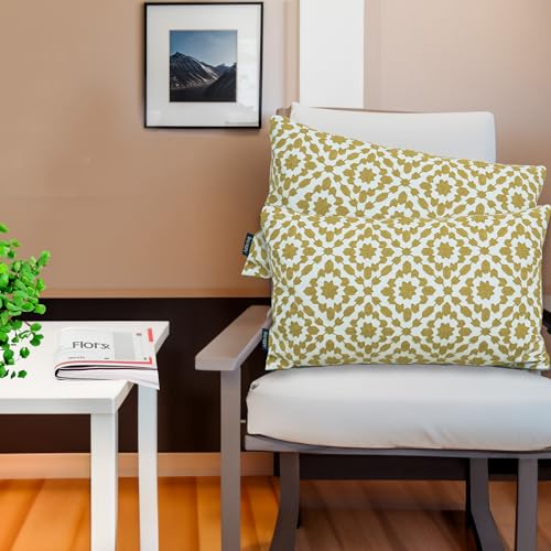 Aitliving Decorative Pillow Cover Golden Palm 12x20 Lumbar Pillow Cushion Cover Oil Yellow Trellis Mina Throw Pillow Case Dark Mustard Yellow/Ochre Gold Color 1 pc Cotton Canvas 30x50cm - Image 4