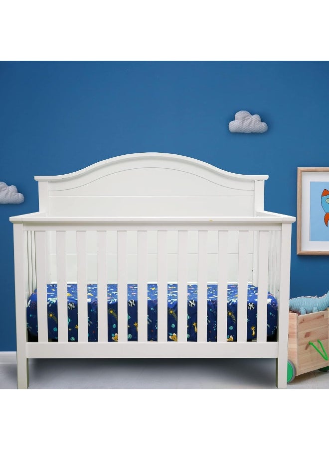 UOMNY - UOMNY Astronaut Space Galaxy Baby Crib Sheet - Fitted Toddler Sheet Polyester Baby Sheet for Standard Crib and Toddler mattresses Nursery Bedding Sheet Crib Mattress Sheets for Boys 1 Pack - Image 1
