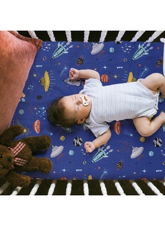 UOMNY UOMNY Astronaut Space Galaxy Baby Crib Sheet - Fitted Toddler Sheet Polyester Baby Sheet for Standard Crib and Toddler mattresses Nursery Bedding Sheet Crib Mattress Sheets for Boys 1 Pack  - Image 3