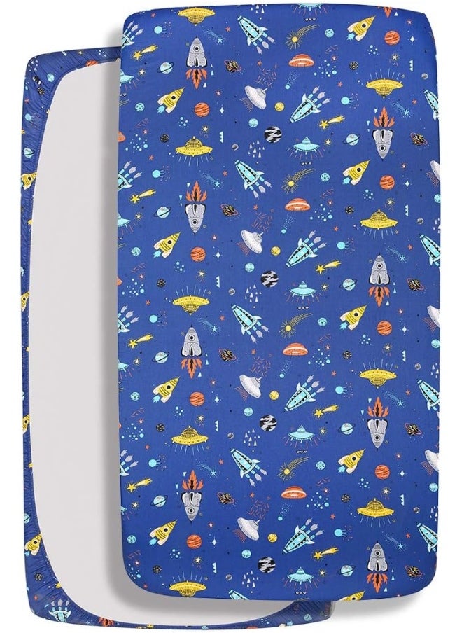 UOMNY - UOMNY Astronaut Space Galaxy Baby Crib Sheet - Fitted Toddler Sheet Polyester Baby Sheet for Standard Crib and Toddler mattresses Nursery Bedding Sheet Crib Mattress Sheets for Boys 1 Pack - Image 1
