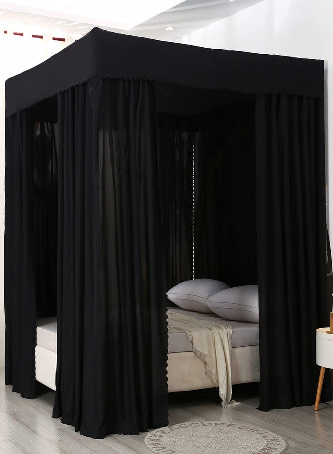 Joylife Canopy Bed Curtains King Bed Canopy for Girls, Canopy Curtains and Bed Curtains, Bed Canopy Curtains for Home Decorations (Pure Black, California King) - Image 2