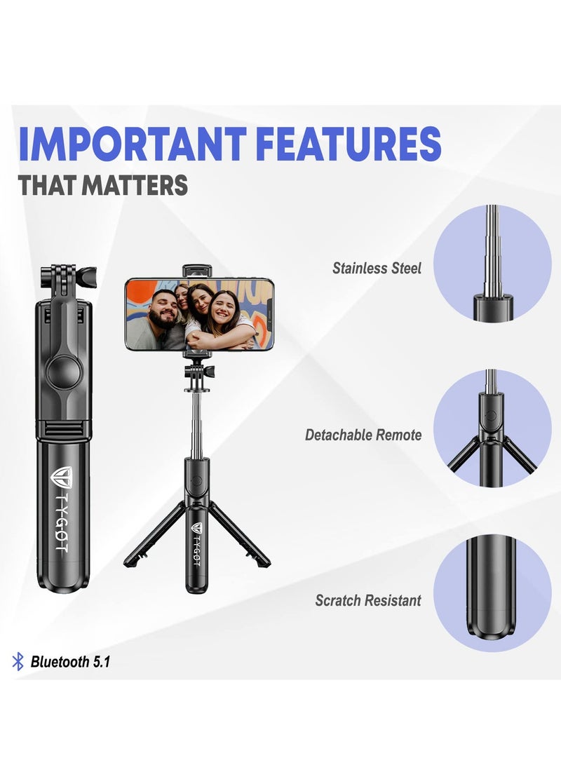 3 in 1 Extendable Selfie Stick Tripod with Detachable Bluetooth Wireless Remote Phone Holder for iPhone 12/Xs/iPhone 8/iPhone 11/11pro, Galaxy S10/S9 Plus/S8/Note8 - Image 3