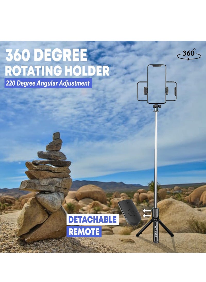 3 in 1 Extendable Selfie Stick Tripod with Detachable Bluetooth Wireless Remote Phone Holder for iPhone 12/Xs/iPhone 8/iPhone 11/11pro, Galaxy S10/S9 Plus/S8/Note8 - Image 4