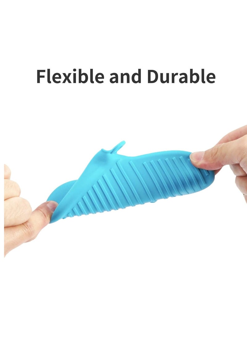 MIXDE 2 Pairs Silicone Oven Mitts Heat Resistant, Silicone Potholders for Kitchen, Mini Oven Mitts Rubber Oven Glove, Kitchen Mittens Pinch Mitts, Cute Cooking Mitts (Blue and Green)  - Image 3