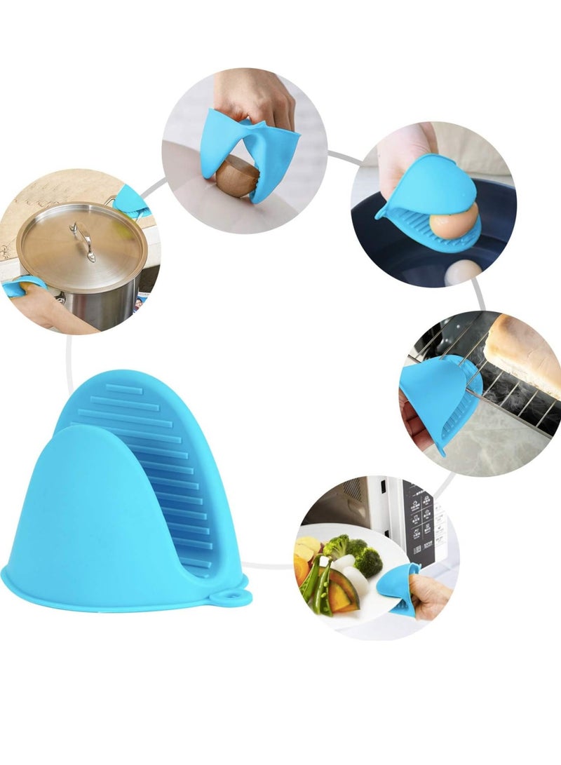 MIXDE 2 Pairs Silicone Oven Mitts Heat Resistant, Silicone Potholders for Kitchen, Mini Oven Mitts Rubber Oven Glove, Kitchen Mittens Pinch Mitts, Cute Cooking Mitts (Blue and Green)  - Image 5