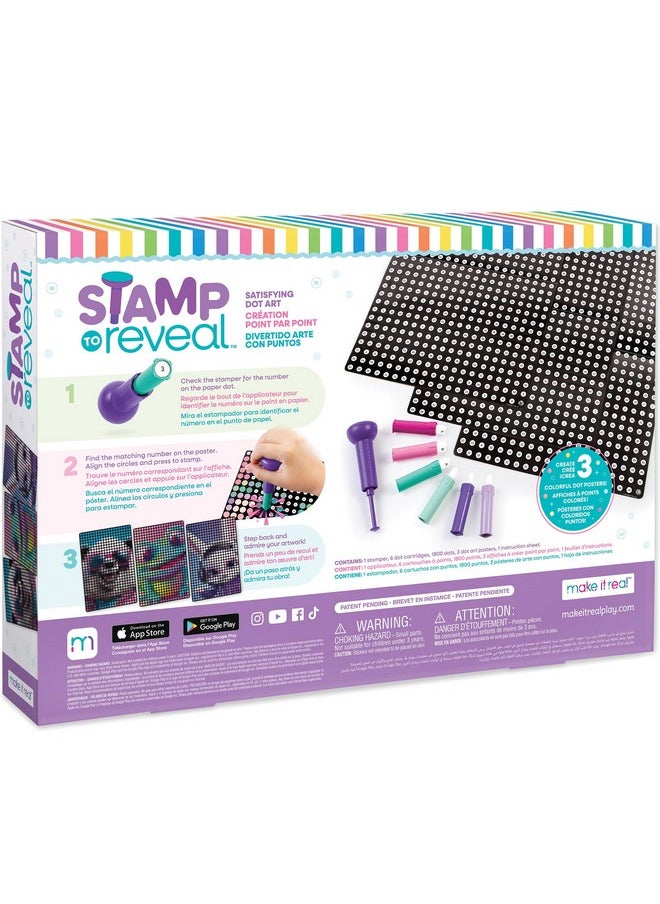 Make It Real Make It Real Stamp to Reveal DIY Dot Posters, 1 Stamper per kit & 3 Dot Posters |Craft Kit, Artwork Activity, Girls & Kids Ages 6 Bunny, Frog, Panda  - Image 2