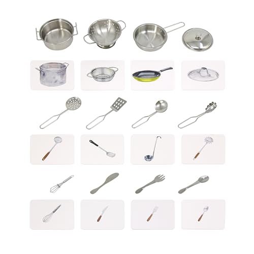 KIDDISON Montessori Language Materials Objects with Similar Cards 12pcs Mini Kitchen Replicas with Picture Cards - Image 1