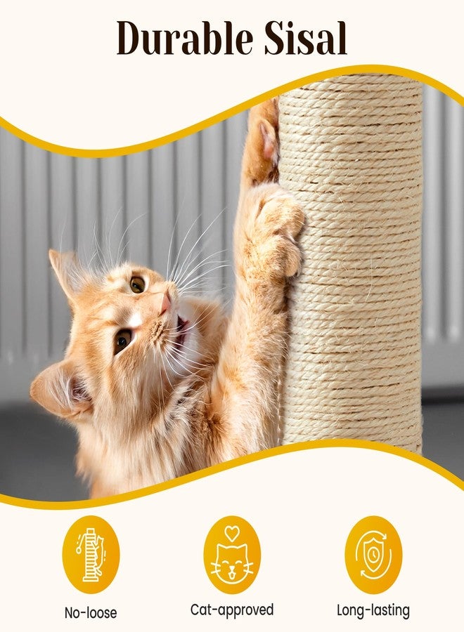 Fansafurn Cat Scratching Post, 22'' Cat Scratchers Tree Tower for Indoor cat with Extra Wide 13.4" Stable Base, Scratching Post with Natural Sisal & Short Plush Fabric for Small, Medium Cat, Red - Image 4