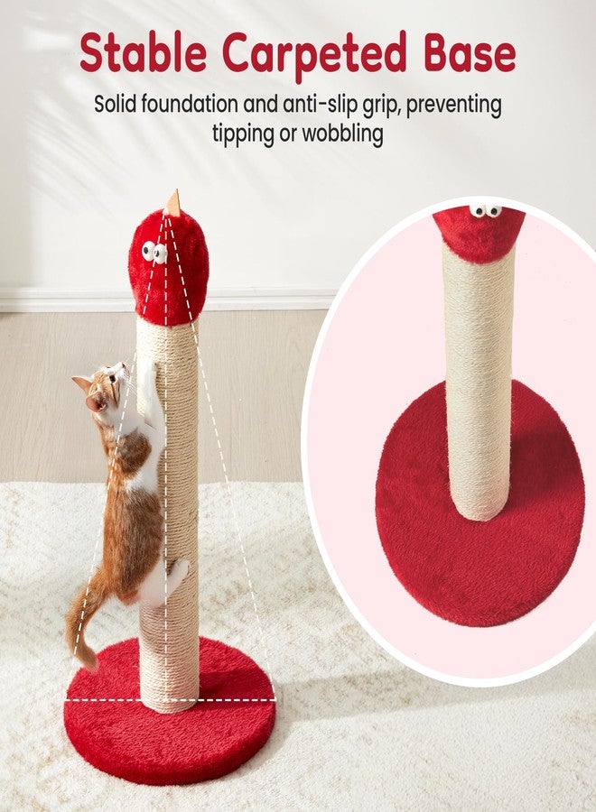Fansafurn Cat Scratching Post, 22'' Cat Scratchers Tree Tower for Indoor cat with Extra Wide 13.4" Stable Base, Scratching Post with Natural Sisal & Short Plush Fabric for Small, Medium Cat, Red - Image 5