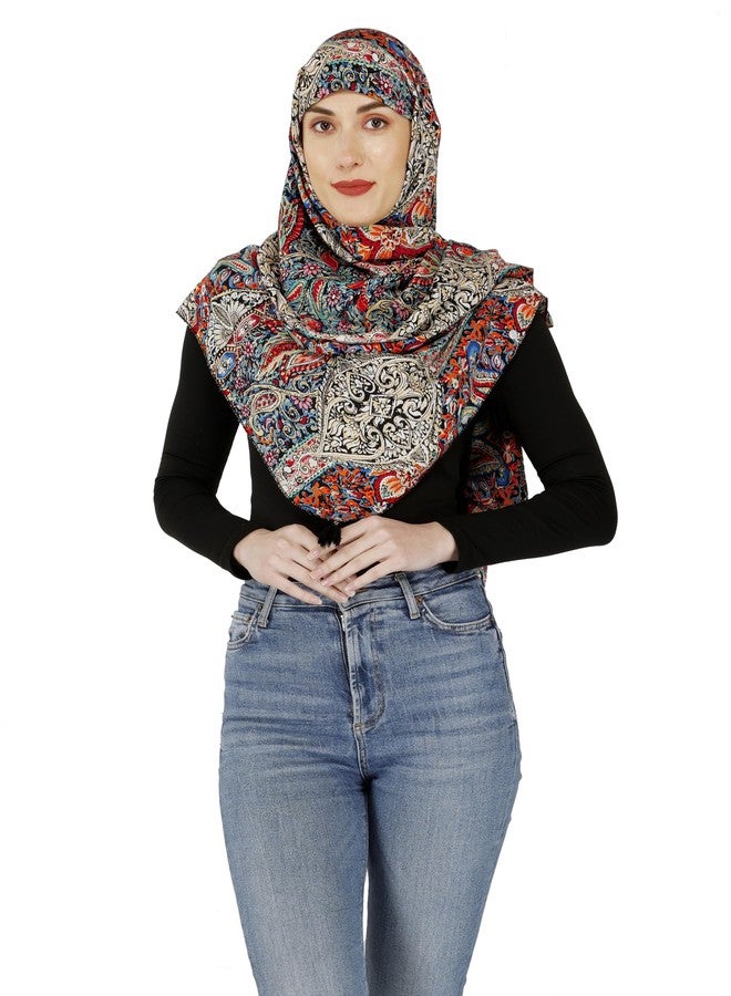 Switchon غطاء رضاعة من رايون من سويتشن، متعدد الاستخدامات، على شكل وشاح بونشو بأزرار، مريلة رضاعة قابلة للتهوية، مناسب لما قبل وبعد الحمل، مقاس حر (72 بوصة × 22 بوصة) (أحمر متعدد الألوان) - Image 1