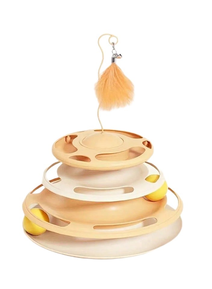 Ufo Shape With Double Layer Rotating Disc Treat Dispenser Toy for Cats