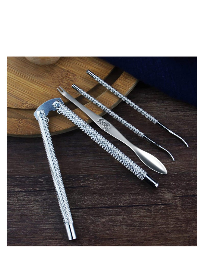 SYOSI - SYOSI Seafood Crackers Forks Nut Cracker Set Lobster Crackers and Picks Set 8 Pcs Nutcracker Stainless Steel Nut Cracker Set 2 Nut Cracker, 4 Picks, 1 Wide Crab Fork - Image 1