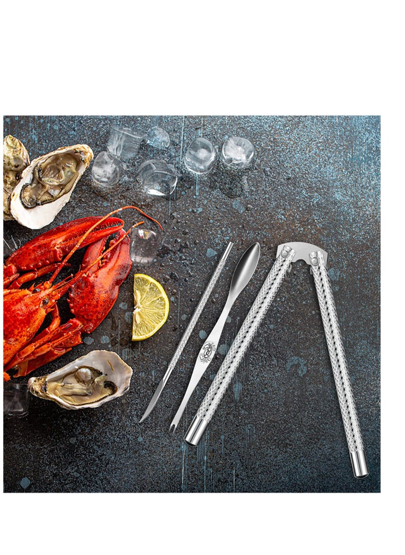 SYOSI - SYOSI Seafood Crackers Forks Nut Cracker Set Lobster Crackers and Picks Set 8 Pcs Nutcracker Stainless Steel Nut Cracker Set 2 Nut Cracker, 4 Picks, 1 Wide Crab Fork - Image 1
