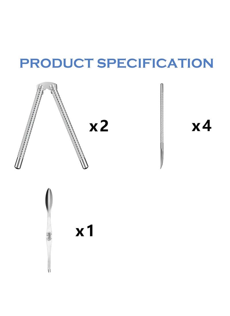 SYOSI - SYOSI Seafood Crackers Forks Nut Cracker Set Lobster Crackers and Picks Set 8 Pcs Nutcracker Stainless Steel Nut Cracker Set 2 Nut Cracker, 4 Picks, 1 Wide Crab Fork - Image 1
