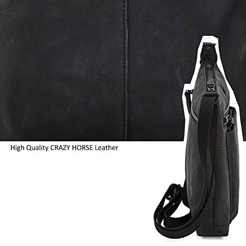 Cochoa Real Leather Purse for Women Crossbody Bag Travel Shoulder Handbag Small Vintage Pocketbook (Black Crazy Horse) - Image 5