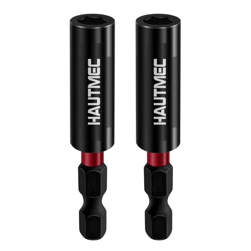 HAUTMEC 14Magnetic Impact Tough Bit Holder2pcs Screwdriver Extension QuickChange Hex Shank Set for Screwdriver Bits Nuts Drills Maintenance and repairing HT0163SH