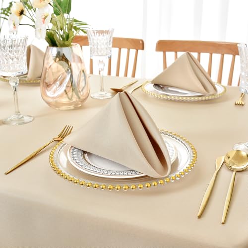 Nacuci Cloth Napkins Set of 12 Washable Dinner Napkins Square 18X18 Inch Beige Reusable Table Napkin with Hemmed Edges for Hotel Restaurant Wedding Party Banquet Event - Image 4
