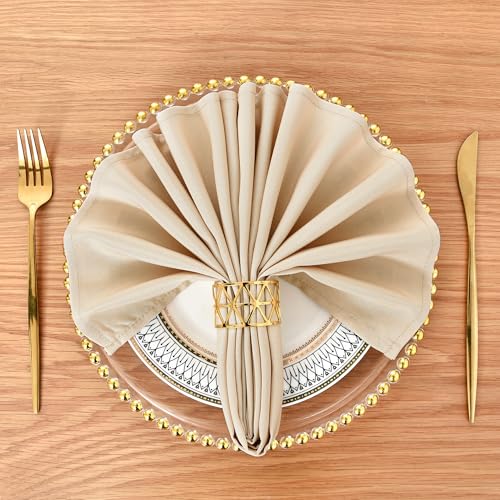 Nacuci Cloth Napkins Set of 12 Washable Dinner Napkins Square 18X18 Inch Beige Reusable Table Napkin with Hemmed Edges for Hotel Restaurant Wedding Party Banquet Event - Image 2