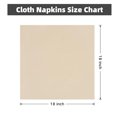 Nacuci Cloth Napkins Set of 12 Washable Dinner Napkins Square 18X18 Inch Beige Reusable Table Napkin with Hemmed Edges for Hotel Restaurant Wedding Party Banquet Event - Image 5