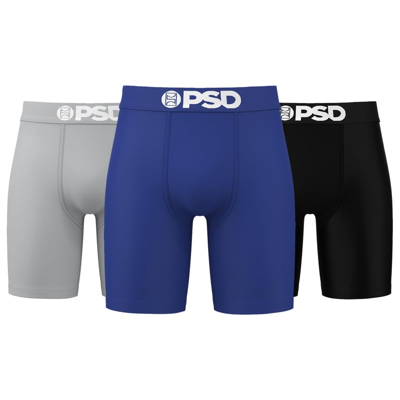 PSD Underwear Men's LA Blue Solid Cotton Boxer Brief 3 Pack, Multi, M - Image 1
