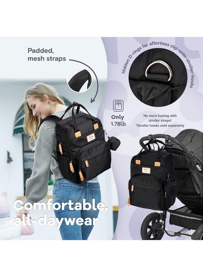 روفالينو حقيبة ظهر للحفاضات من روفالينو، حقيبة سفر متعددة الوظائف، حقائب تغيير حفاضات الأطفال، سعة كبيرة، مقاومة للماء، لون أسود - Image 4