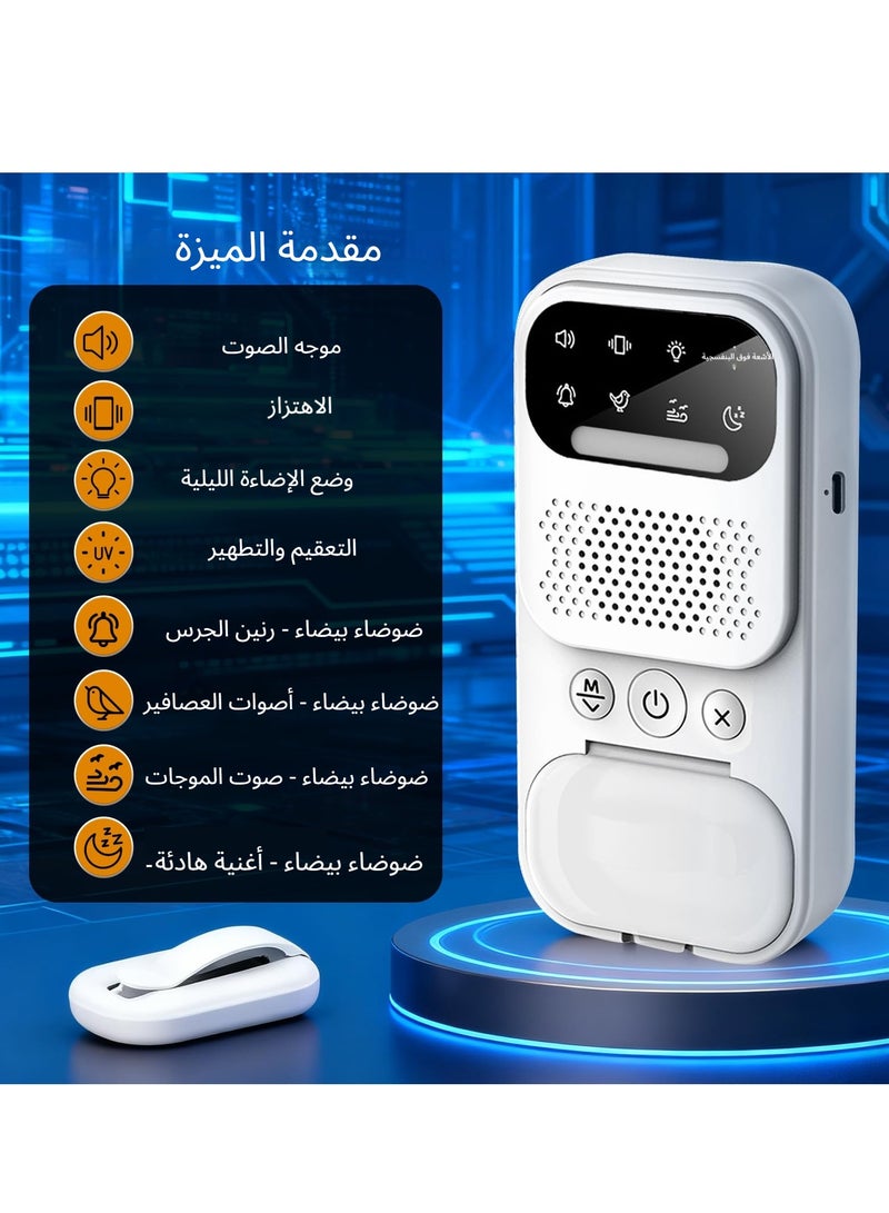 جهاز إنذار التبول اللاإرادي اللاسلكي، جهاز إنذار التبول القابل لإعادة الشحن للأطفال، مزود بتعقيم بالأشعة فوق البنفسجية، وضوء ليلي ووظيفة الضوضاء البيضاء، وأجهزة مراقبة التبول اللاإرادي بثلاثة أوضاع عمل، وجهاز تدريب على استخدام المرحاض ليلاً للأولاد والبنات، وحساسية عالية، وصوت واهتزاز، ومخطط تقدم وملصقات - Image 2