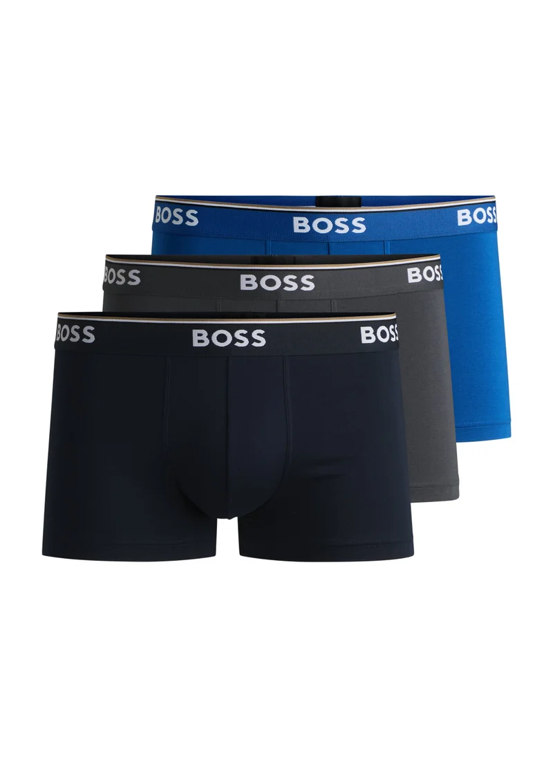 بوس Three-pack of stretch-cotton trunks with logo waistbands