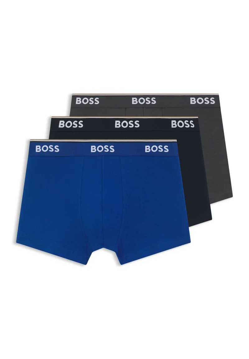 بوس ثلاثة قطع بوكسرات قطنية مطاطية بخصر بشعار