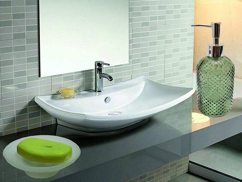 Pure Source India Soap Dispenser Pump for Kitchen, Bathroom Counter top and Vanities, Glass Dispenser Capacity-250 ML - Image 4