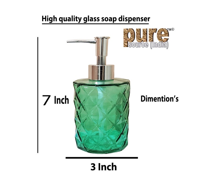 Pure Source India Soap Dispenser Pump for Kitchen, Bathroom Counter top and Vanities, Glass Dispenser Capacity-250 ML - Image 2