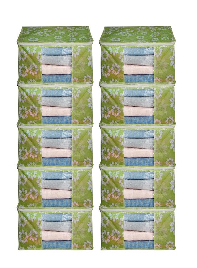 Shaping Fabric Garment Cover Non-Woven 90 GSM with Transparent Window & Double Metal Zipper - Pack of 10 | Dustproof Clothes Storage Bag for Sarees, Suits, Jackets, Shirts SCSDRL1682493517524148525259 - Image 1