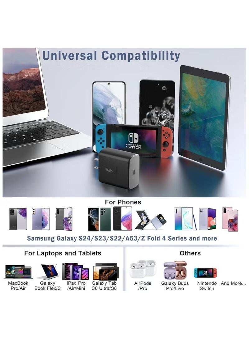 45W USB-C Super Fast Charging Charger with 1M Type-C Cable – PD 3.0 Fast Wall Adapter Compatible with S25 Ultra, S24, S23, S22, S21, A54, A53, A15, Z Fold & Z Flip – Type C Power Adapter - Image 3