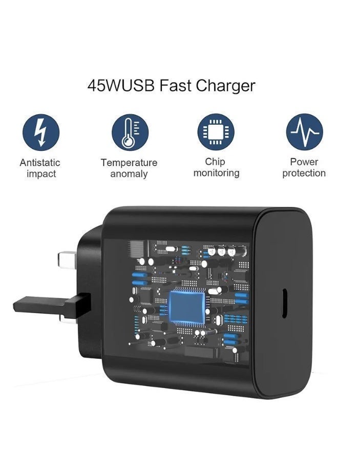 45W USB-C Super Fast Charging Charger with 1M Type-C Cable – PD 3.0 Fast Wall Adapter Compatible with S25 Ultra, S24, S23, S22, S21, A54, A53, A15, Z Fold & Z Flip – Type C Power Adapter - Image 5
