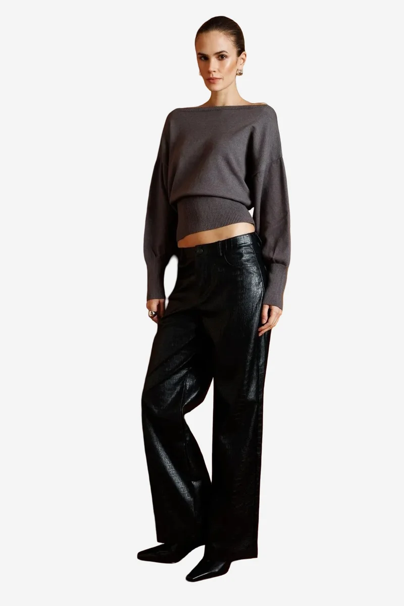 ميكسراي Mixray Ribbed Boat Neck Sweater