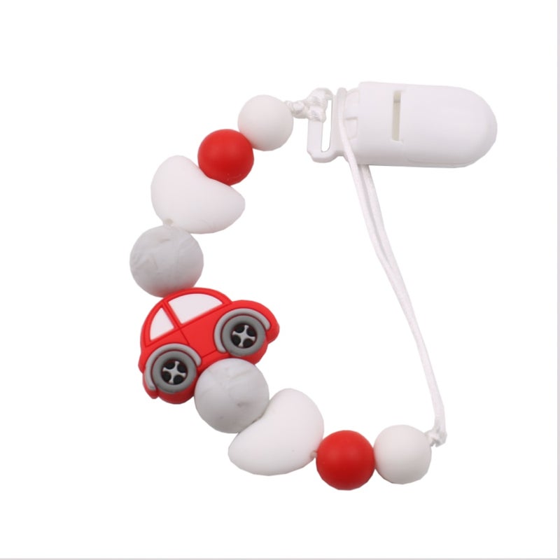 1-Piece Cartoon Car Silicone Baby Pacifier Clip Chain