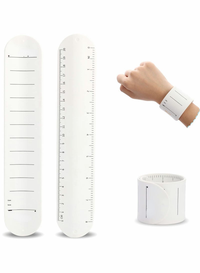 SOLARAE Wearable Nurse Notepad Wristbands,Silicone Reminder Bracelet Write On Memo, Dry Erase Slap Sticky Notes w/ Ruler, Gifts for ADHD, Dementia, Vet Techs, (White) 2 PCS - Image 1