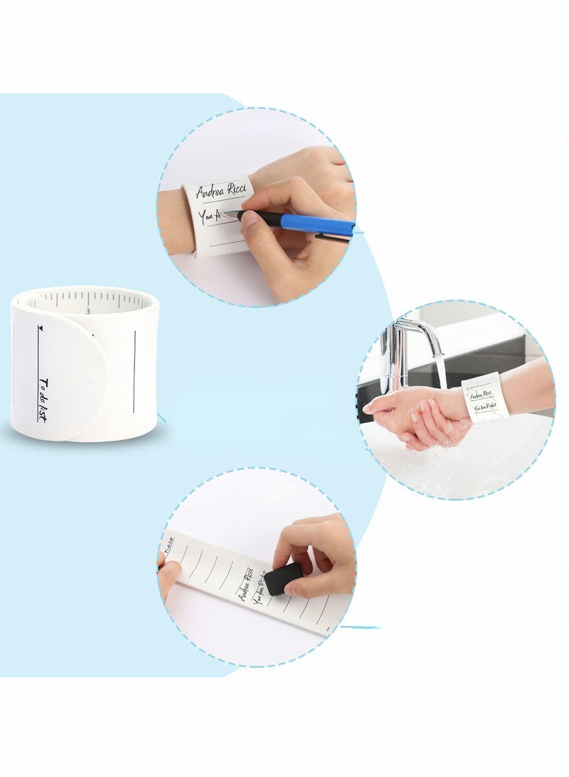 SOLARAE Wearable Nurse Notepad Wristbands,Silicone Reminder Bracelet Write On Memo, Dry Erase Slap Sticky Notes w/ Ruler, Gifts for ADHD, Dementia, Vet Techs, (White) 2 PCS - Image 4