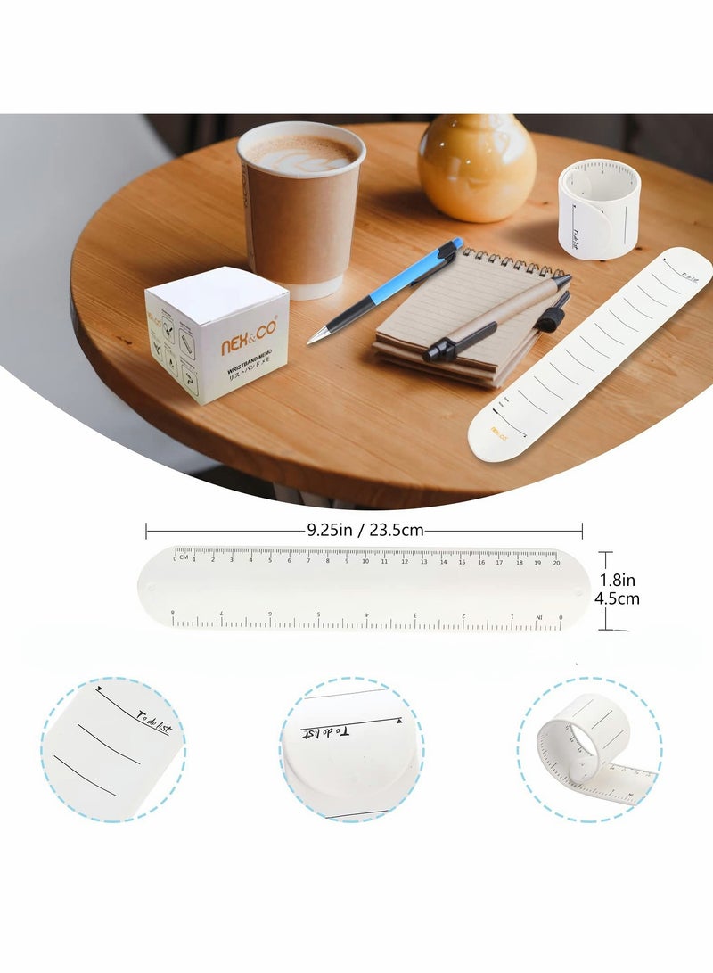 SOLARAE Wearable Nurse Notepad Wristbands,Silicone Reminder Bracelet Write On Memo, Dry Erase Slap Sticky Notes w/ Ruler, Gifts for ADHD, Dementia, Vet Techs, (White) 2 PCS - Image 3