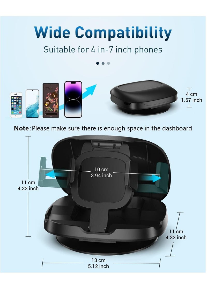 SYOSI Cell Phone Holder for Car, Upgraded 360° Rotatable Phone Mount for Dashboard, Horizontal & Vertical Viewing Friendly Phone Car Mount, Compatible with iPhone Samsung Android Smartphones GPS Devices - Image 4