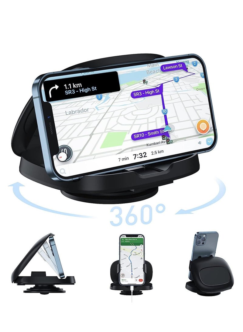 SYOSI Cell Phone Holder for Car, Upgraded 360° Rotatable Phone Mount for Dashboard, Horizontal & Vertical Viewing Friendly Phone Car Mount, Compatible with iPhone Samsung Android Smartphones GPS Devices - Image 1
