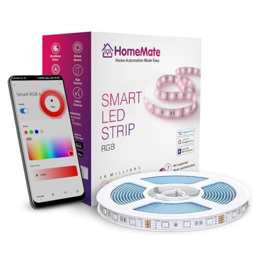 Home Mate HomeMate Wi-Fi Multicolour Smart LED Strip Kit | 5 Meters | Music Sync Feature | No Hub Required | Works with Amazon Alexa, Google Home & Siri (RGB 5 Meter Kit with Built-in Mic Controller) - Image 1
