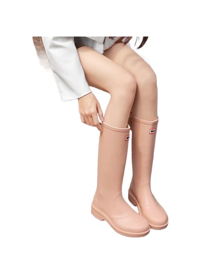 Pull Back Warrior Rain Boots For Women, Fashionable Waterproof Non-Slip Water Shoes, High-Top Wear-Resistant Rubber Boots, Rain Boots 33-1, Khaki, Size 40 - Image 2