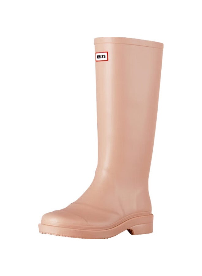 Pull Back Warrior Rain Boots For Women, Fashionable Waterproof Non-Slip Water Shoes, High-Top Wear-Resistant Rubber Boots, Rain Boots 33-1, Khaki, Size 40 - Image 1